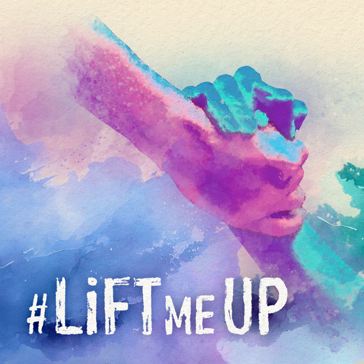 An illustration with two hands reaching for one another, with the text, “Lift Me Up”
